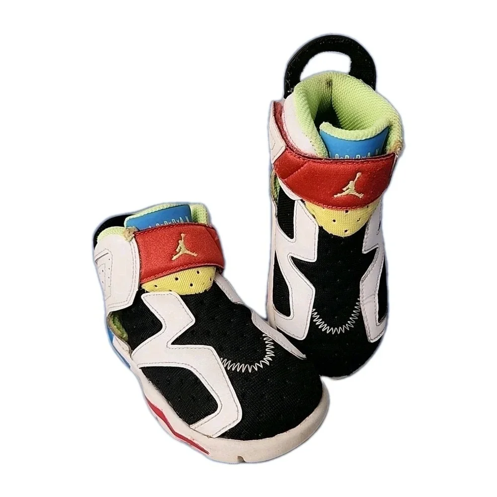 Air Jordan Toddlers Size 9C Sneakers Sky 6 Retro Little Flex Multicolor White